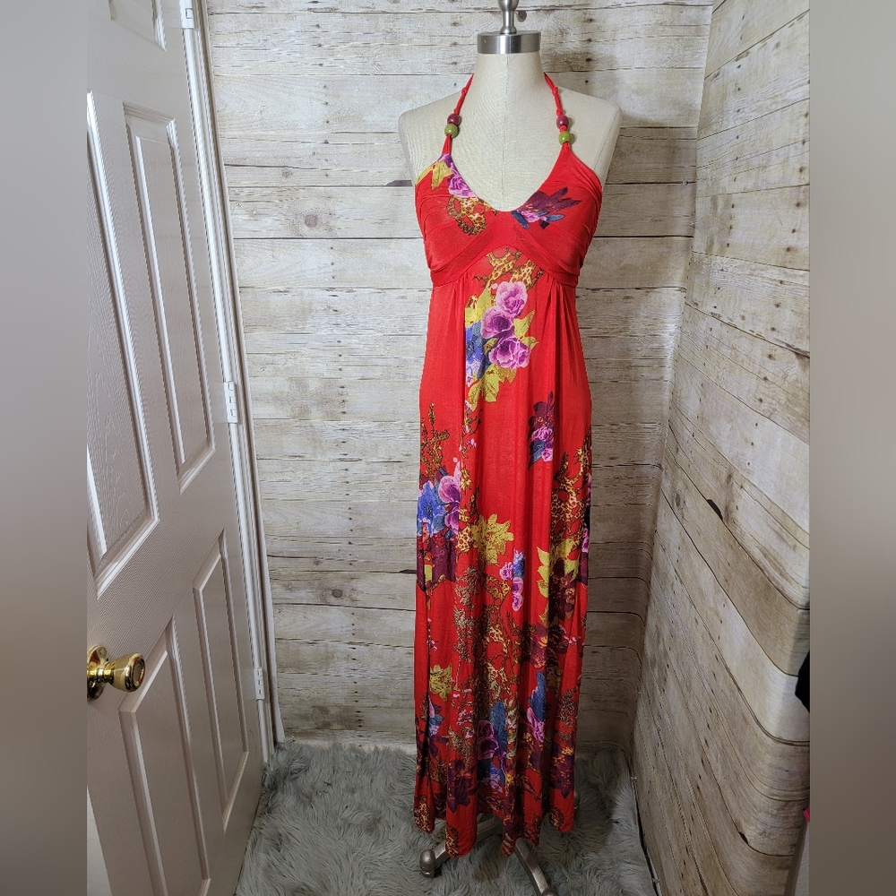 Shui si Qing red floral dress